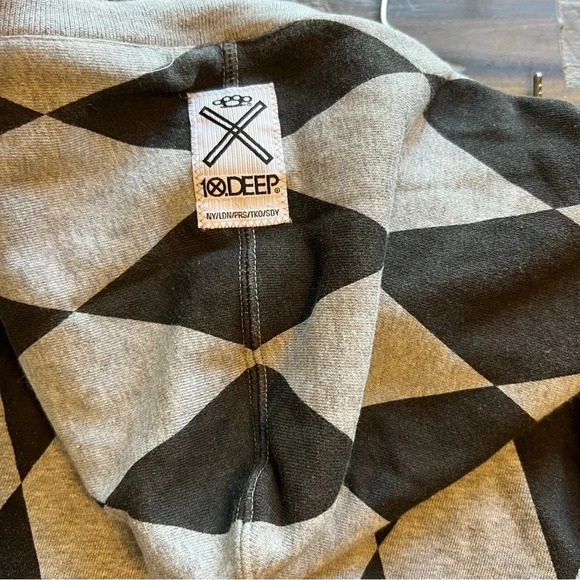 10.Deep Pattern Diamond Zip Up Sweater Hoodie Black Gray Streetwear Small - Picture 11 of 11